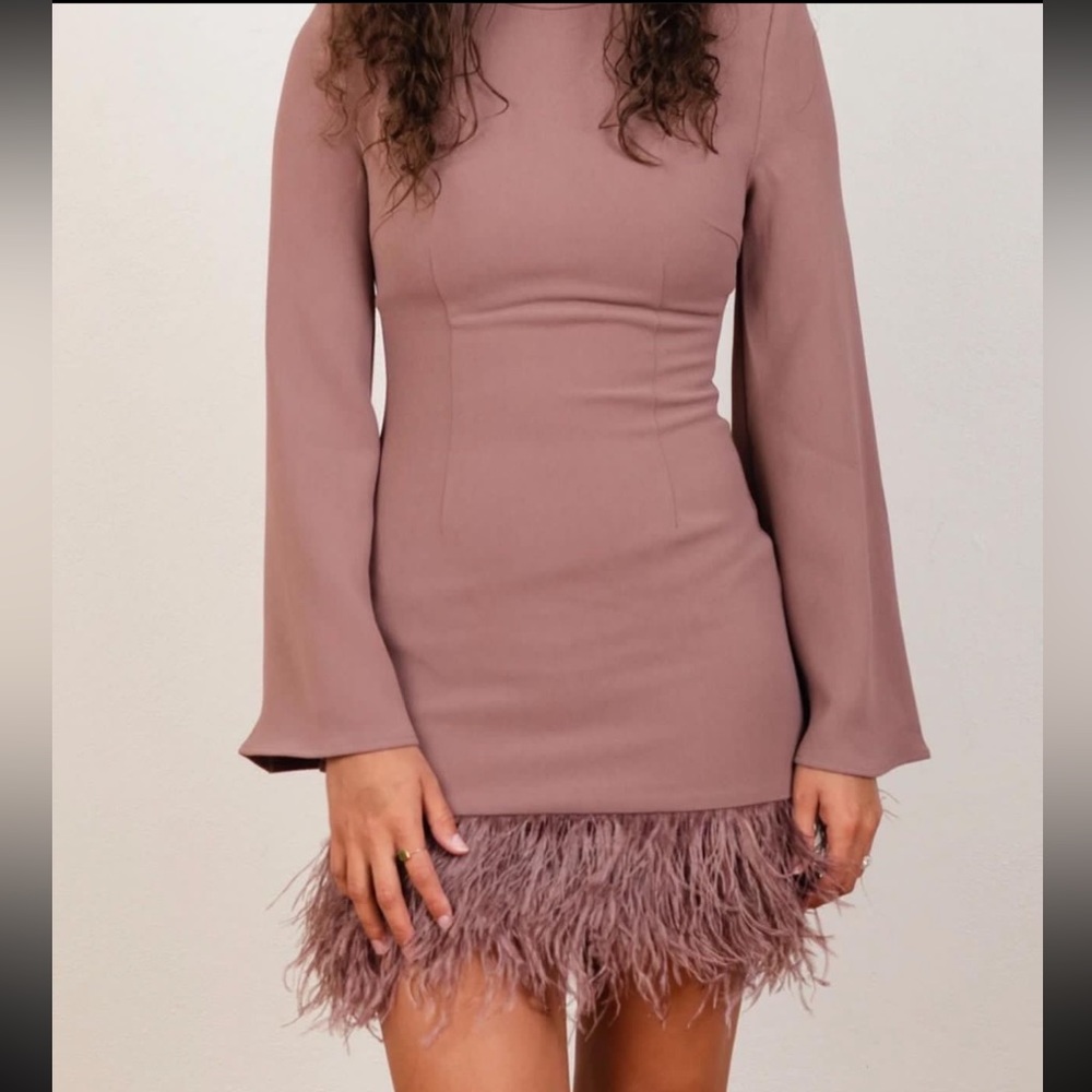 ELLIATT Mauve Purple Feathered Mini Dress